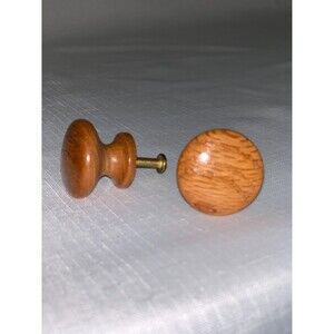 Set of 2 Wooden Drawer Pulls Cabinet Knobs 1" Classic Light Walnut Beech Finish